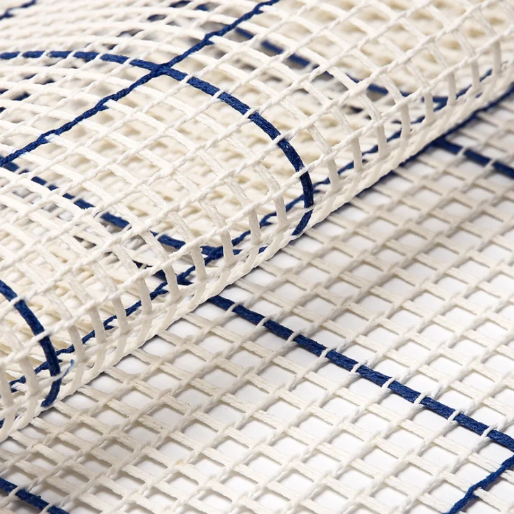 Высококачественный холст 100 карат с вязаной синей линией для защелки ковер