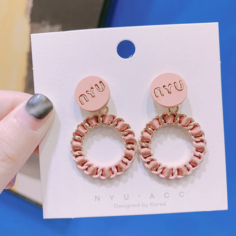

Cute fashion personality temperament wild woven geometric circle letter female earrings