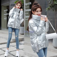 free shipping new fashion women work wear beautiful korean down cotton coat loose version thickened black gray