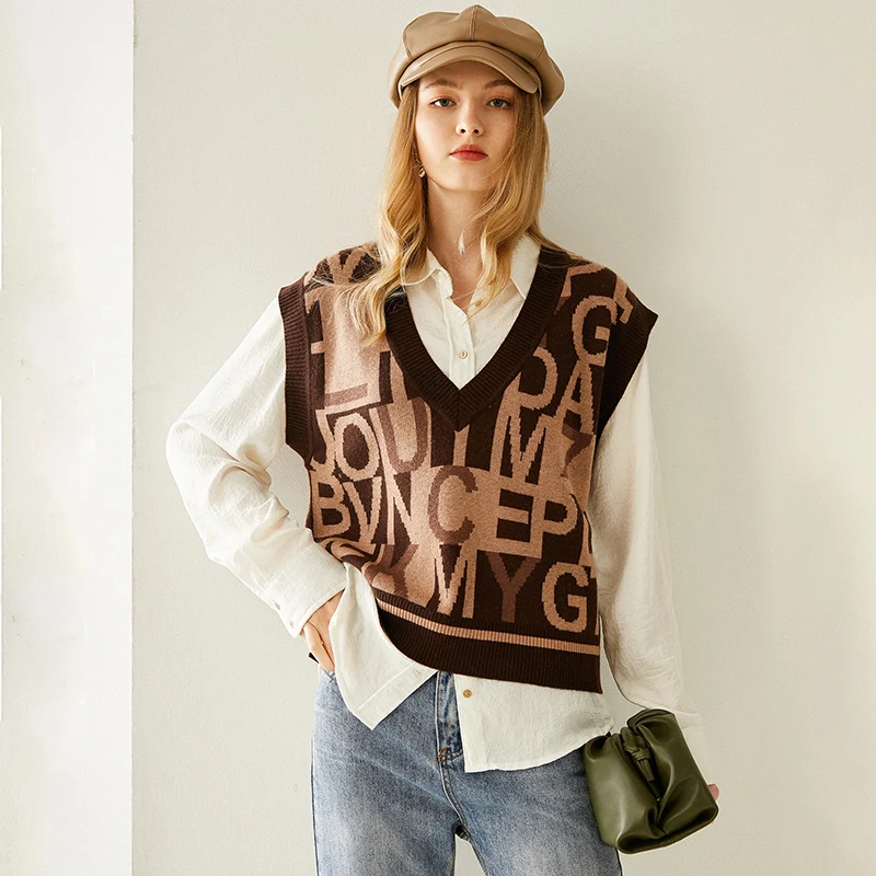 Осенне-зимний новый модный кашемировый жилет женская куртка с V-образным вырезом