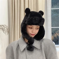 new winter products cute bear plush lei feng cap plus velvet thick warm ear protection northeast flight cap military cap