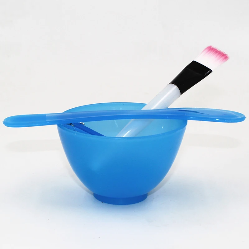blue 1/набор 4 в 1 маска для лица смешивающая чаша щетка ложка анти-капля DIY набор для ухода за лицом прочное Домашнее использование без запаха принадлежности для макияжа TSLM2 - Цвет: blue
