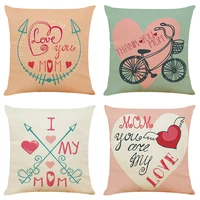 45x45cm cushion cover decorative pillows happy mothers day seat cushions home decor flax throw pillow sofa pillowcase
