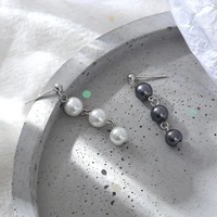 s925 sterling silver three pearl earrings temperament sweet and versatile style long earrings gifts for girls
