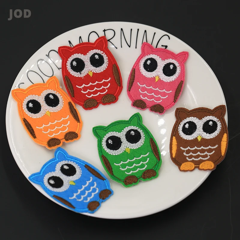 Цветные Птицы Сова железные нашивки в полоску вышитые для одежды значки