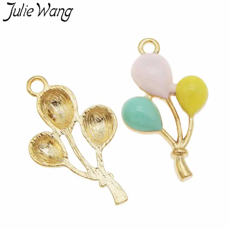 Julie Wang 6 шт. эмалевые красочные шары шармы сплав ожерелье браслет серьги ювелирные