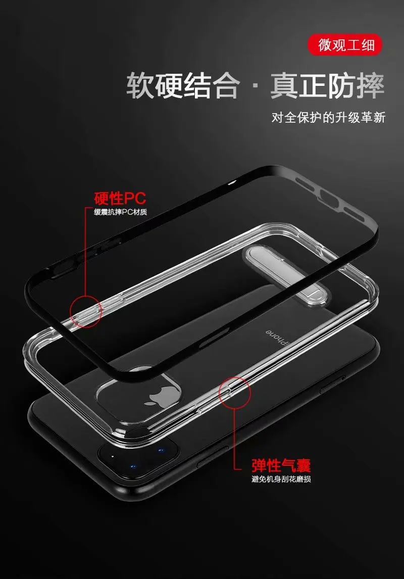 For Apple iphone 11 Case Hard Transparent With Stand Hybrid Protective Back Cover Pro Max iphone11 11pro |