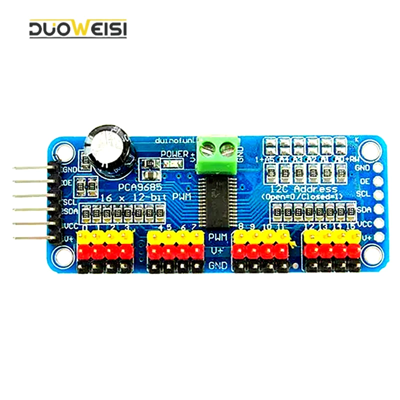 16-канальный 12-битный PWM-драйвер серводвигателя PCA9685 I2C Модуль-робот для