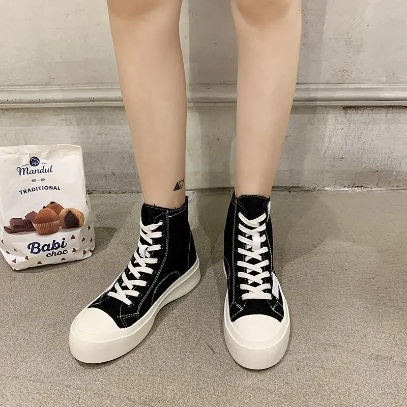 

2020 New Spring and Autumn high top canvas shoes women versatile platform casual shoes fashion platform board shoes X516