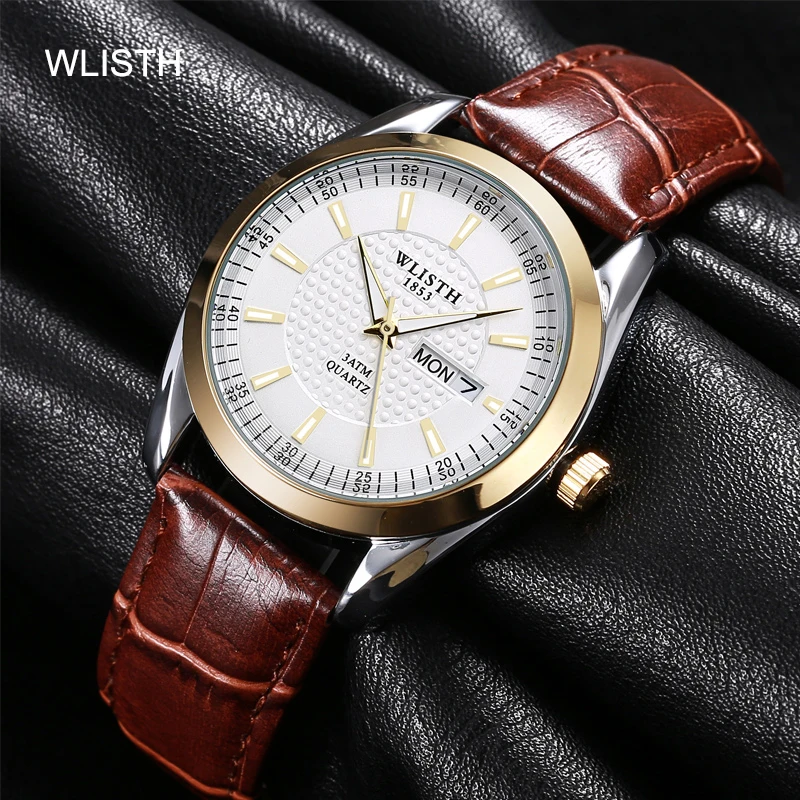 

WLISTH Men Watch Roman Numerals Blu-Ray Faux Leather Band Quartz Analog Business Wrist Watch montre homme часы мужские наручные