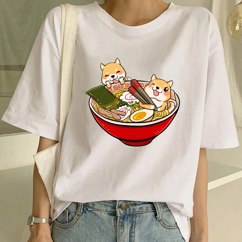 Забавная женская футболка Повседневная с круглым вырезом летняя одежда Harajuku Kawaii
