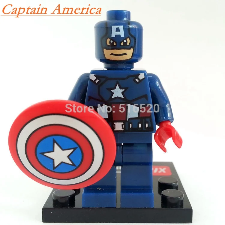 Captain America Один горячий Супер Герои 500+ горячая фигурка Marvel DC Мстители Дэдпул Звездный огонь Бэтмен Супермен железный человек строительные блоки игрушки - Цвет: Captain America