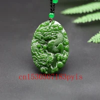 dragon natural green jade pendant necklace beads chinese hand carved charm jadeite jewelry fashion amulet for men lucky gifts