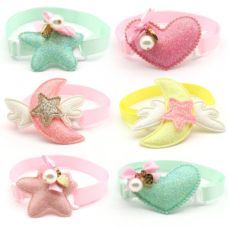 

30 Pcs New Cute Puppy Dog Bow Ties PU Star Moon Style Dog Bow Tie Adjustable Pet Dog Grooming Accessories For Small Medium Dog