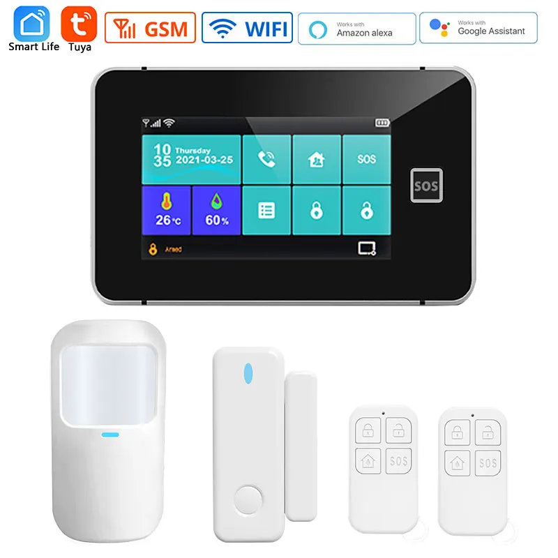 Home Security Smart Tuya APP Alarm System Wireless Connections Detector GSM Wifi Features 4.3 Inches Touch Screen Anti-theft Kit