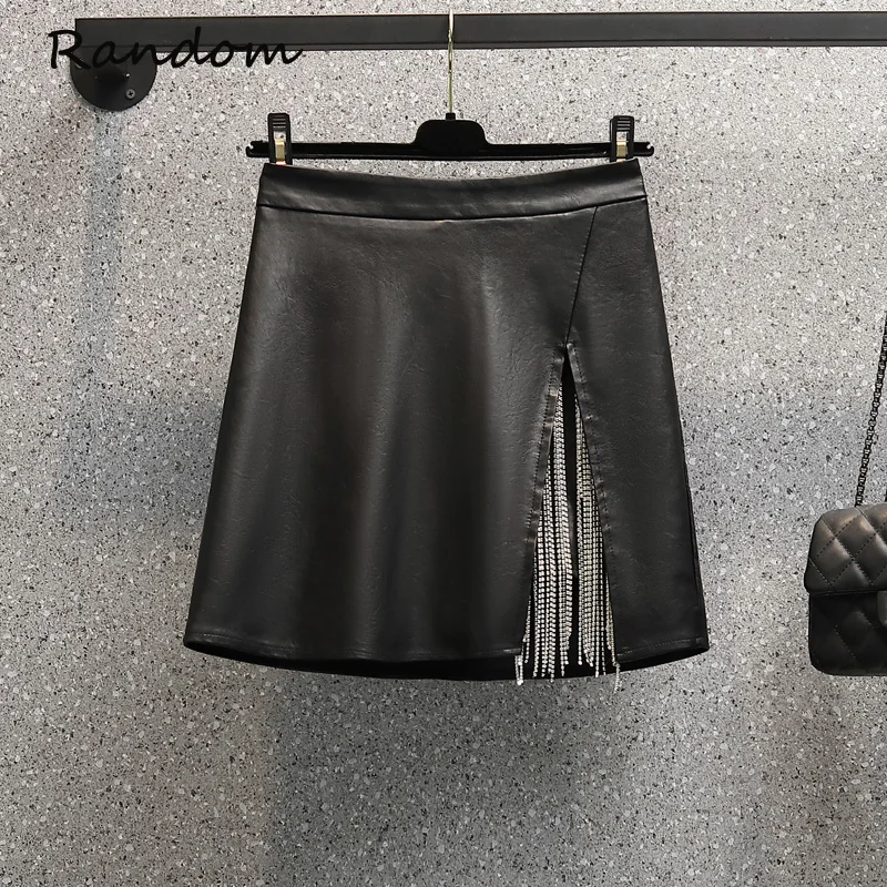 Женская Кожаная Мини-юбка черная короткая юбка из искусственной кожи с высокой