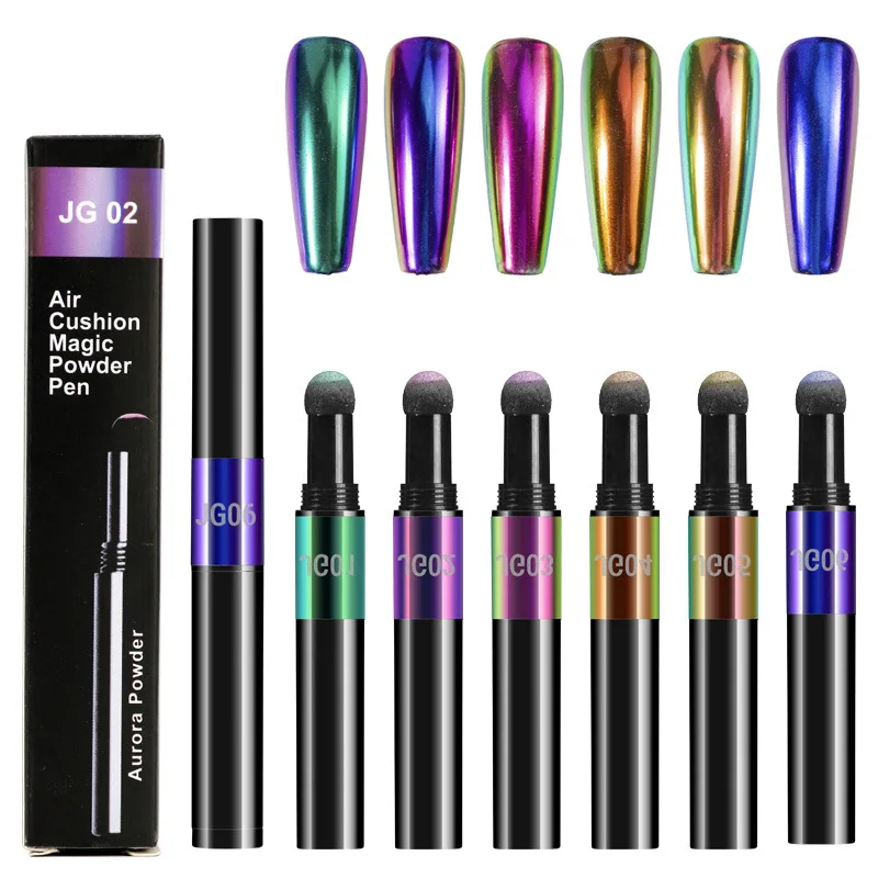 Air Cushion Aurora Chrome Pigment Magic Mirror Pen Nail Glitter Powder Translucent Chalk Local Tyrant Gold Art Manicure DIY | Красота и