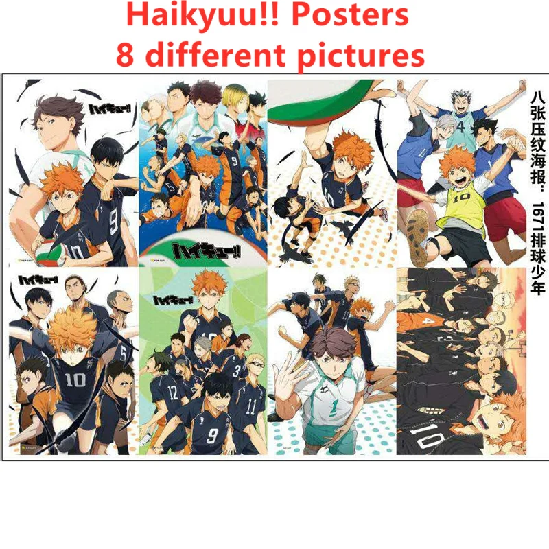 8 шт./лот Аниме Haikyuu! Плакат с тиснением плакат Haikyuu Shouyou Tobio Yuu Kenma Tooru комиксные