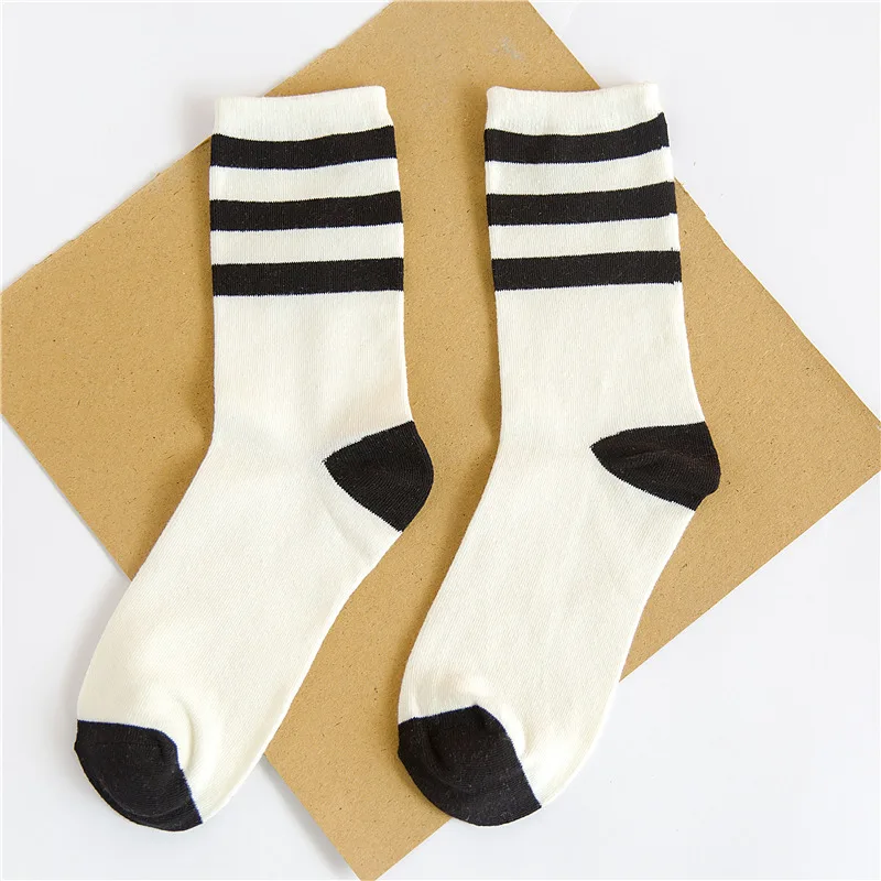 White Stripe Забавные мужские носки Harajuku в полоску со звездами, белые, черные носки-трубы, молодежные модные хипстер скейтборд для влюбленных, Прямая поставка - Цвет: White Stripe