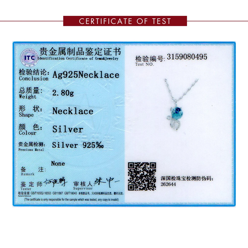 

SILVERHOO 925 Sterling Silver Girl Pendant Necklaces Cute Cat With Blue Cubic Zirconia Necklace For Women Wedding Fine Jewelry