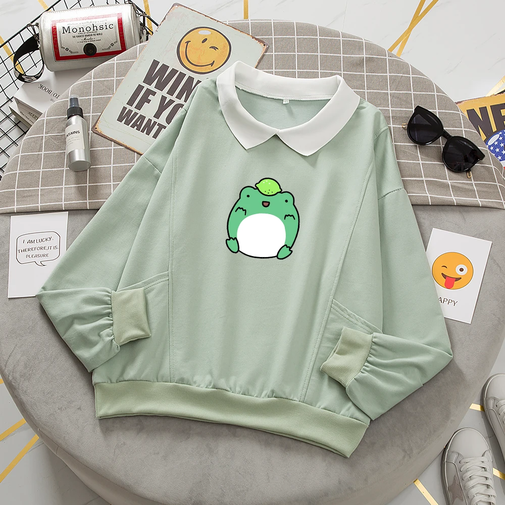 

Frog Swearshirt Aesthetic Harajuku Oversize Hoodies Women Graphic Cotton Sweatshirt Funny Hoodie with Pocket Clothes for Teens