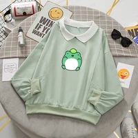 frog swearshirt aesthetic harajuku oversize hoodies women graphic cotton sweatshirt funny hoodie with pocket clothes for teens