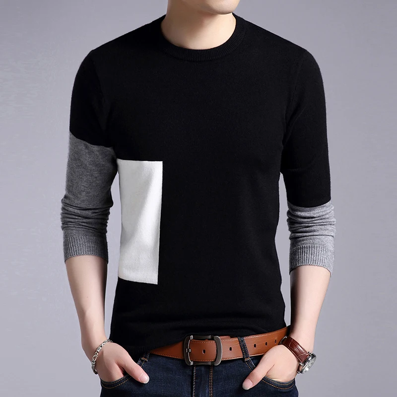 2019 Новый Модные свитеры Для мужчин s пуловеры с заплатками работа Slim Fit Джемперы