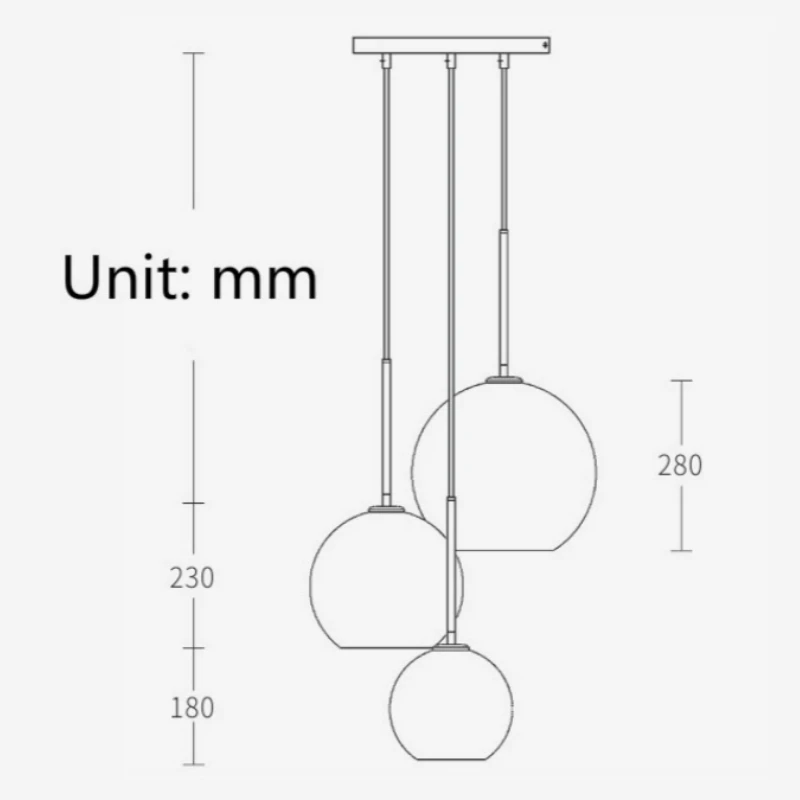 Nordic пост современные сферические градиенты Стекло подвесные светильники Кухня
