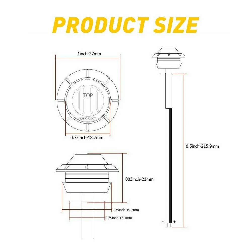 

12V Side Marker Lights For Truck Trailer Lorry Outline Replacment Round White