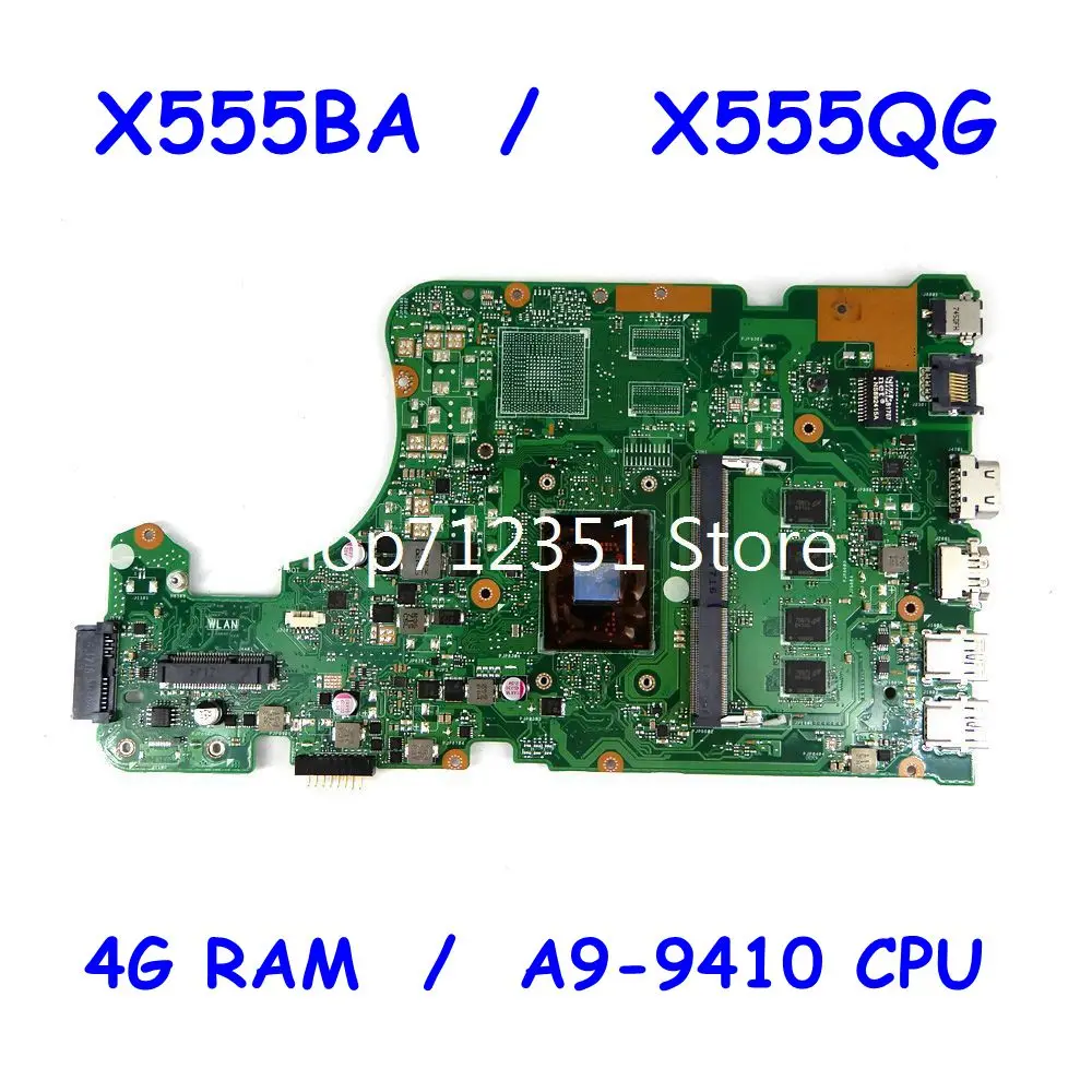 

Материнская плата X555BA A9-9410CPU 4 Гб RAM, материнская плата REV2.0 для ASUS X555B X555BA X555DG X555D, материнская плата для ноутбука 100% протестирована