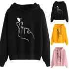 Свитшот женский в стиле Харадзюку, Удобная Повседневная Свободная кофта с длинным рукавом, кулиской и капюшоном, яркий принт сердца, уличная одежда