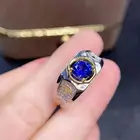 Мужское кольцо серебряного цвета, трендовые блестящие ювелирные изделия кольцо с голубым Цирконом рок, с резным сбоку, со стрелкой стрела золотого цвета цветов