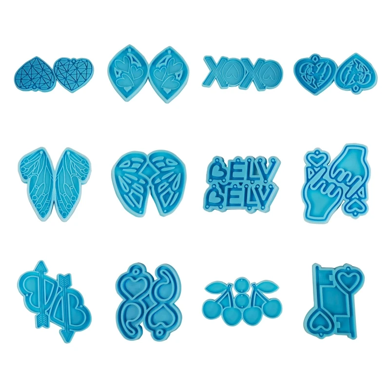

95AB Valentine's Day Earrings Epoxy Resin Mold Eardrop Danglers Silicone Mould DIY Crafts Jewelry Pendants Casting Tools