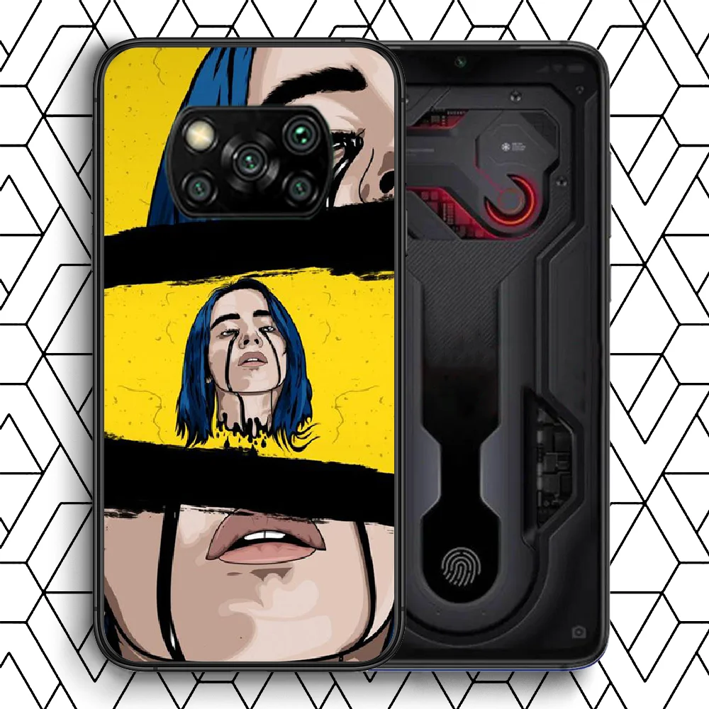 

Art Cartoons Billys Eilish Phone Case Cover Hull For Xiaomi Mi A2 A3 8 9 9T Note 10 Se Lite Pro Black Prime Tpu Hoesjes Painting