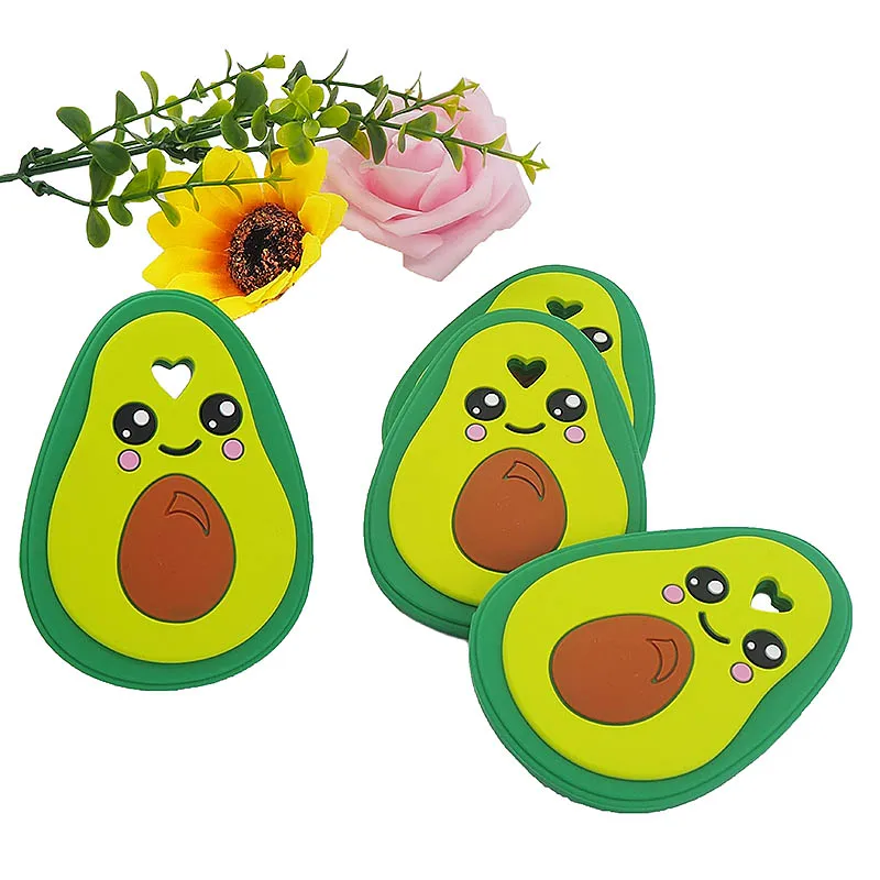 Chenkai 5PCS Silicone Avocado Teether Baby Animal Bird For DIY Nursing Chewing Chain Pendant Necklace Toy | Мать и ребенок