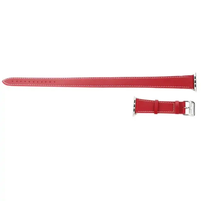 red Ремешок mixcolor для iWatch серии 5 4 3 2 1 Двойная кожаная Петля для Apple Watch 42 мм 38 мм 40 мм 44 мм Мода - Цвет ремешка: red