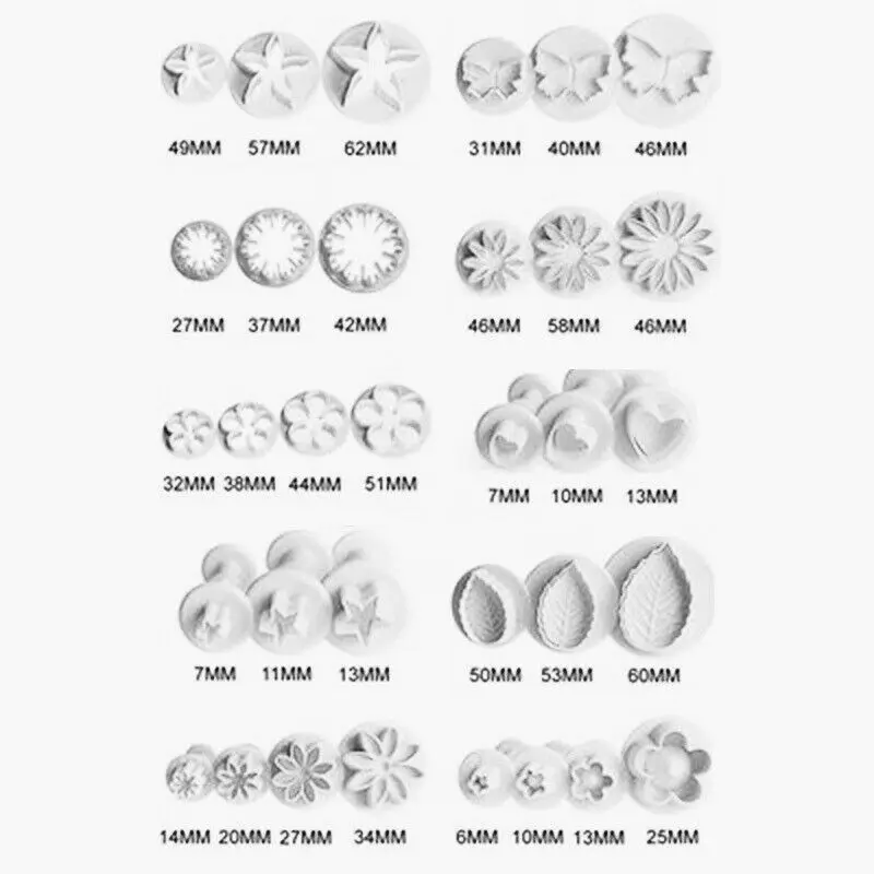 Fashion 33Pcs Fondant Cake Decorating Sugarcraft Plunger Cutter Tools Mold Mould Cookies |