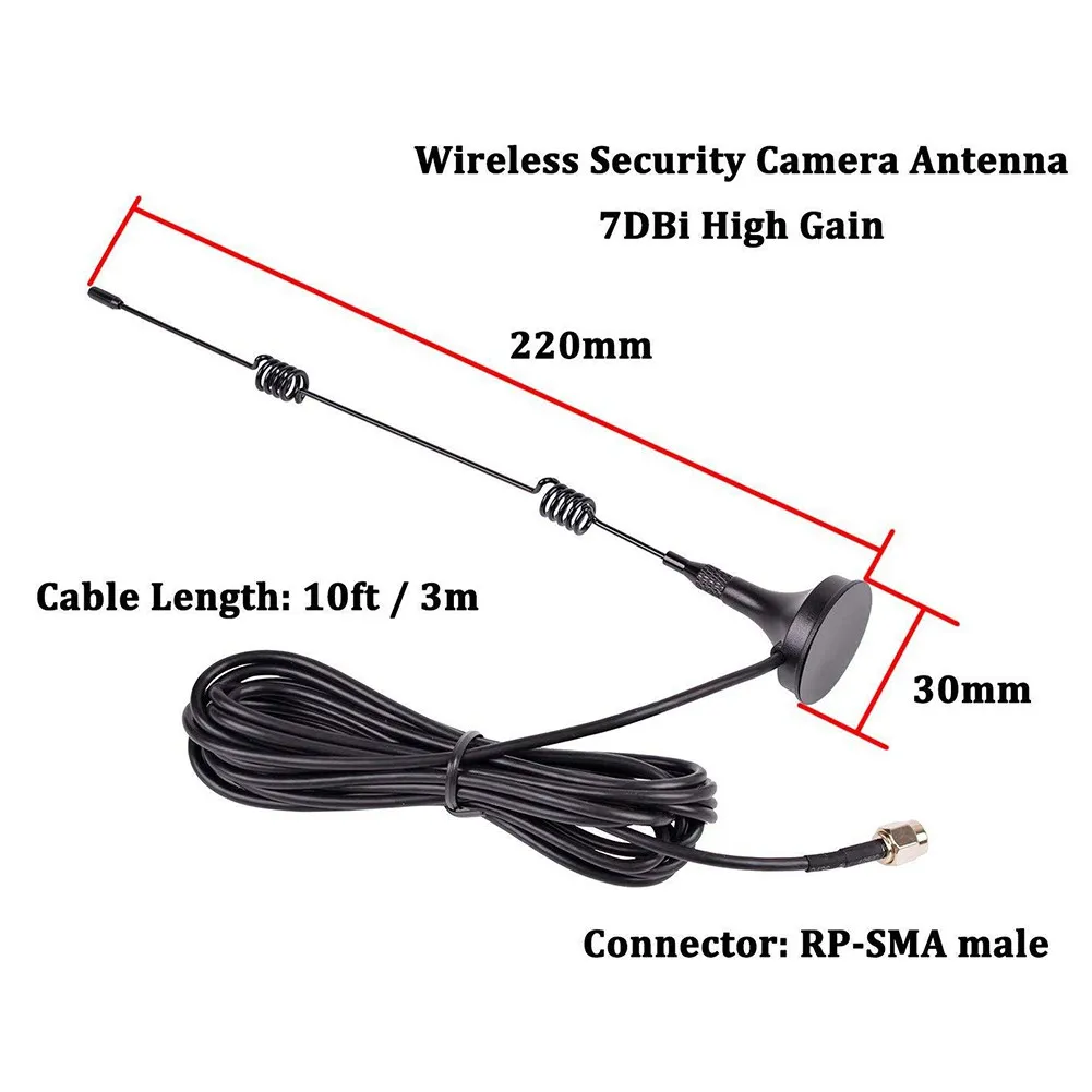 2,4G Магнитная камера и антенна безопасности удлинитель 10ft 7dBi CCTV беспроводной WiFi SMA мужской удлинитель