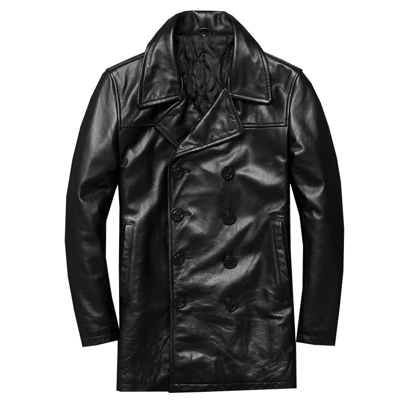 

Men's 2020 New Genuine Leather Jacket Men with Removable biker vintage quality coat parka real fur sheepskin jacket