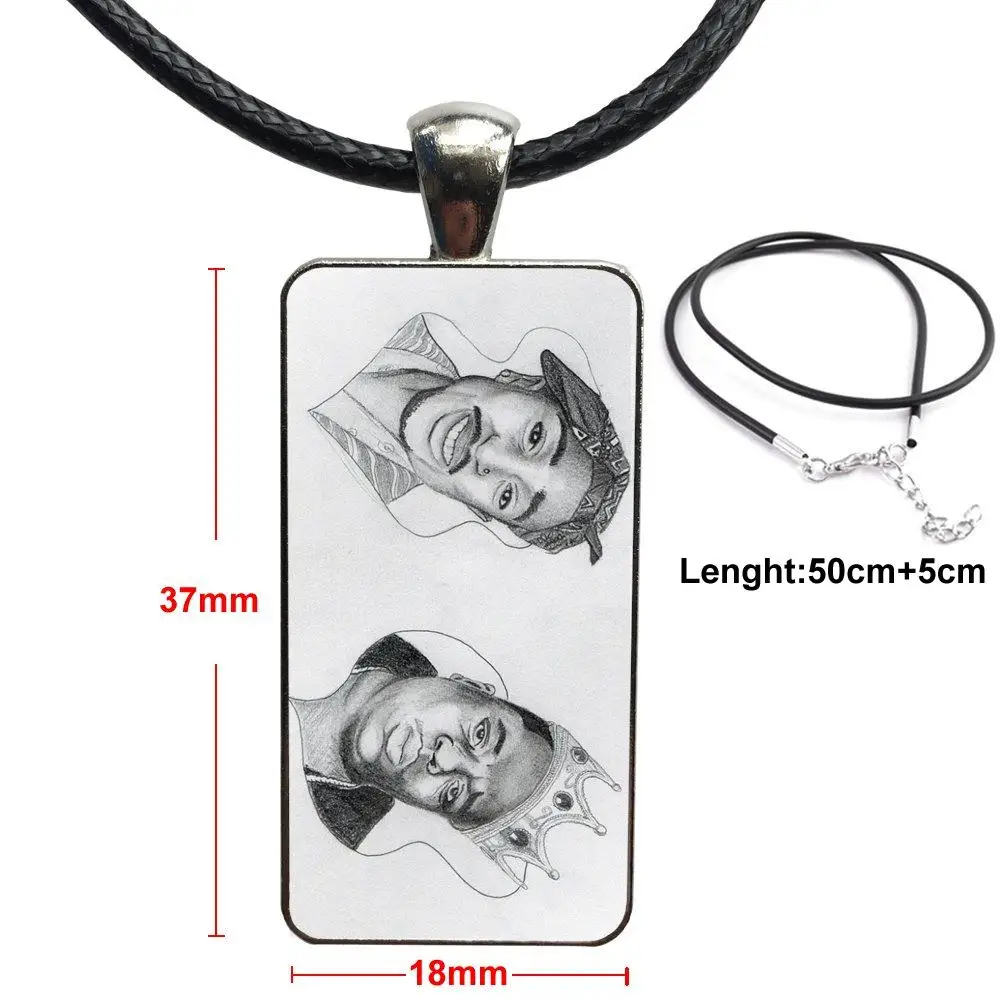 Бигги и Тупак лицо рэп хип-хоп модный стеклянный кабошон подвеска прямоугольное