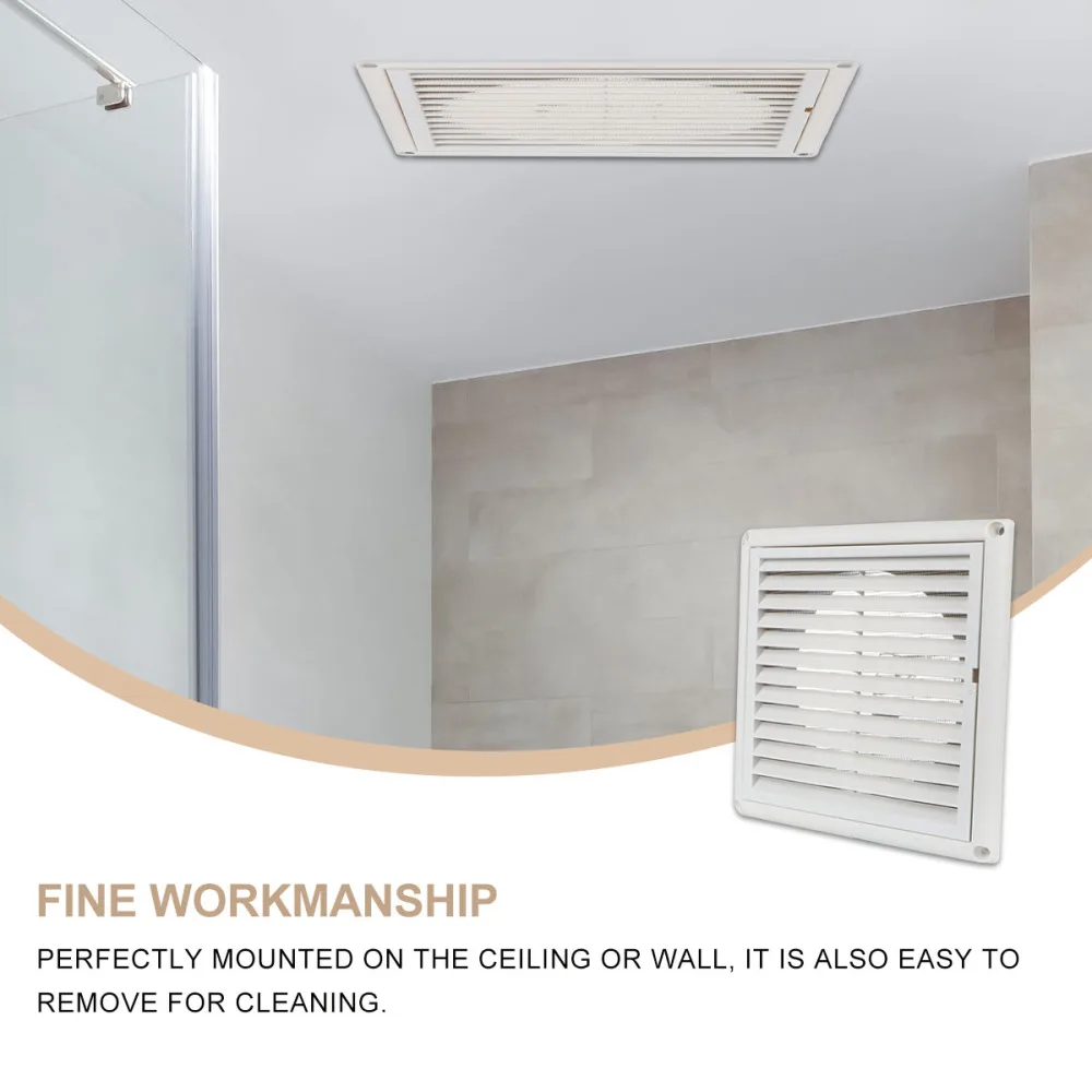 

1PC Air Vent Ventilation Grill Cover Wall Ceiling Mounted Vent Built-in Fly Screen Mesh for Bathroom Office Home (White, 100mm)