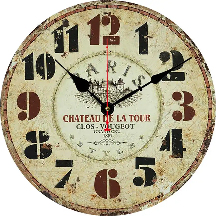 Letter Clock V Цветочные антикварные настенные часы, настенные часы в винтажном стиле, большие часы настенные, круглые Horloge, ретро деревенские декоративные - Цвет: Letter Clock V
