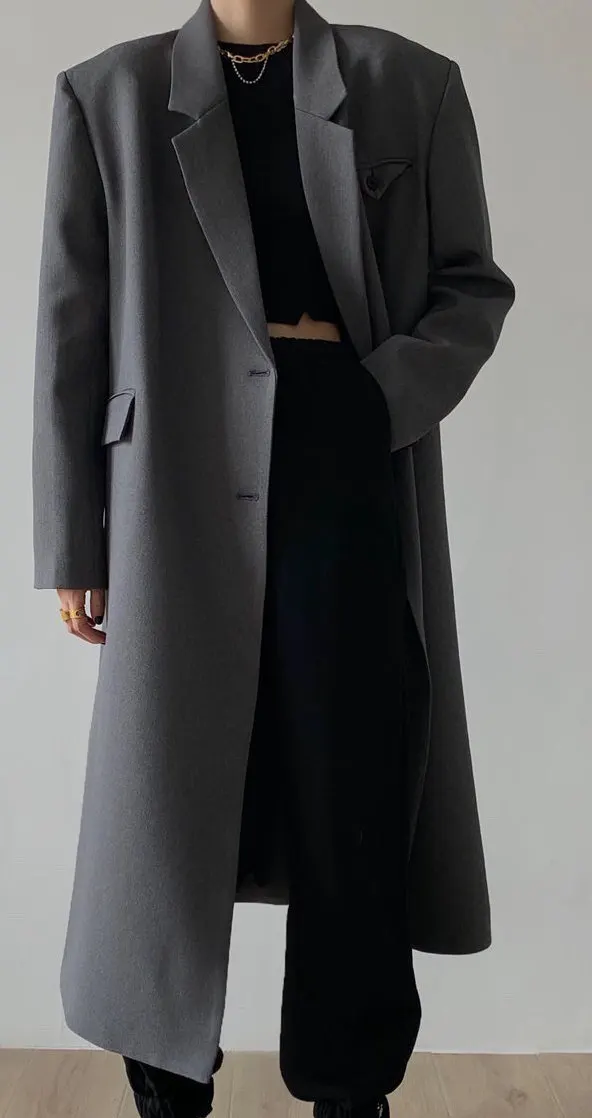 

Тренчкот женский в западном стиле, длинный жакет с воротником, осенний костюм