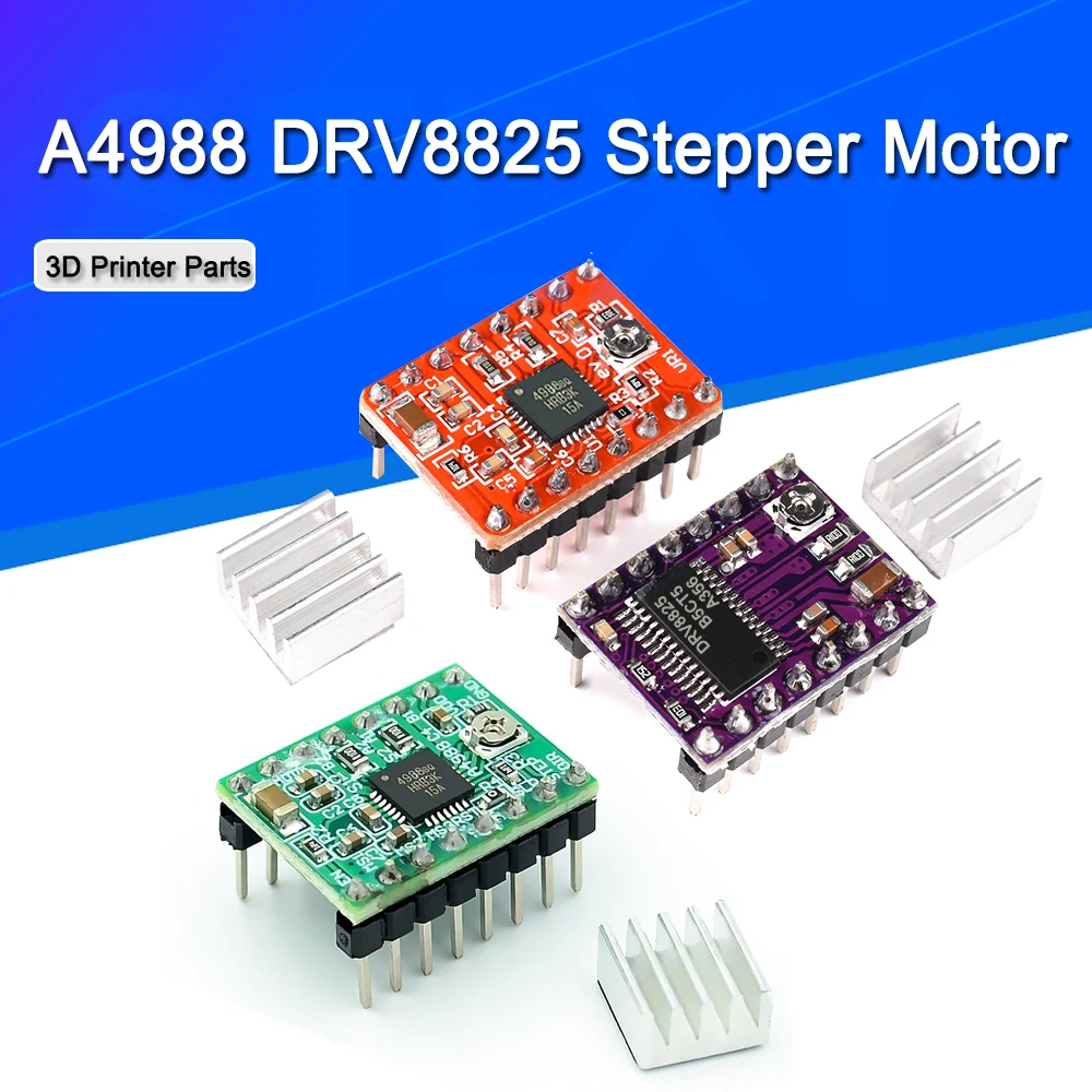 Запчасти для 3D-принтера A4988 DRV8825 Драйвер шагового двигателя с радиатором SKR V1.3 1 4 GTR