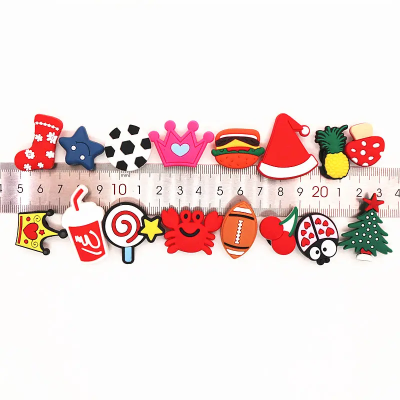 

Single Sale 1pc PVC Shoe Charms Animals Ball Cherry Lollipop Starfish Shoe Buckle Decoration for croc jibz Kids Party X-mas Gift