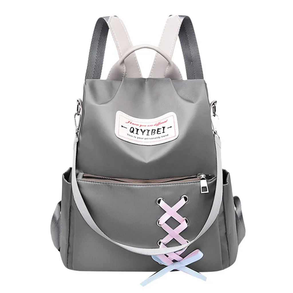 Модный большой рюкзак для девочек нейлоновый однотонный дорожный с защитой от