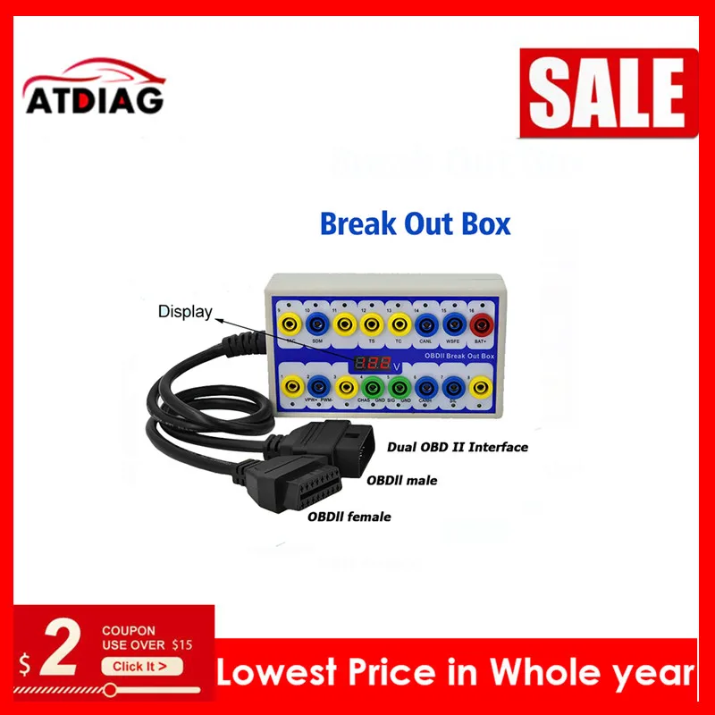 Новейший автомобильный OBD OBD2 вырывающийся ящик OBD2 пробой коробки OBDII протокол детектор диагностический детектор разъема