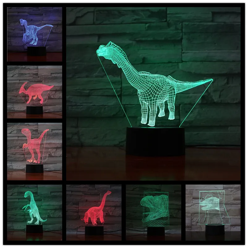 

Dinosaur Brachiosaurus Iguanodon 3D Led Lighting Nightlights Illusion Lampara For Gift Home Decoration