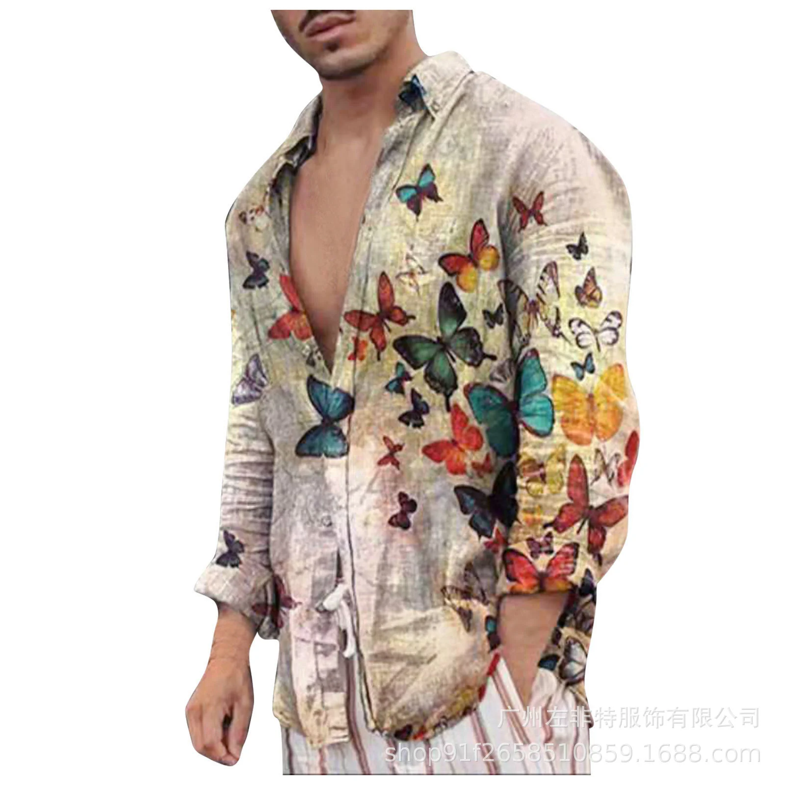 

Autumn Men's Long Sleeve Shirt Casual Print Top