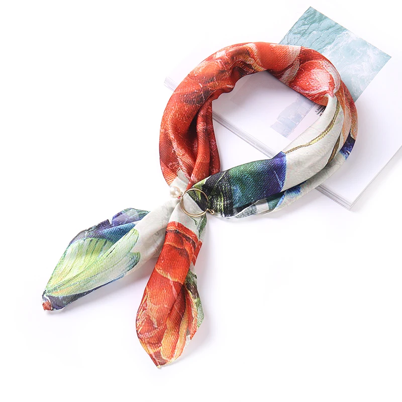 Лидер продаж Модный маленький квадратный шарф искусственный шелковый женский